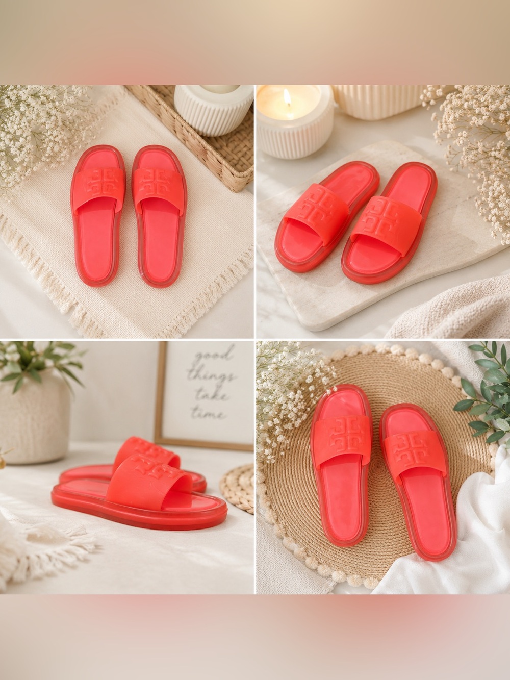 Tory Burch Coral Logo Slide Sandals